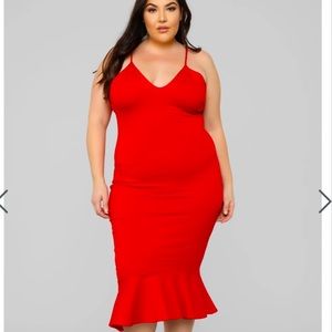 Fashion Nova Playing the Game Midi Dress-Red